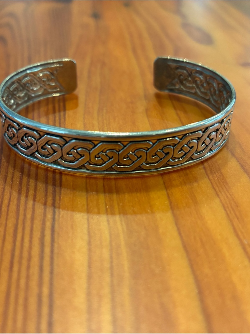 Unisex Celtic Knot Silver-Tone Cuff Bracelet